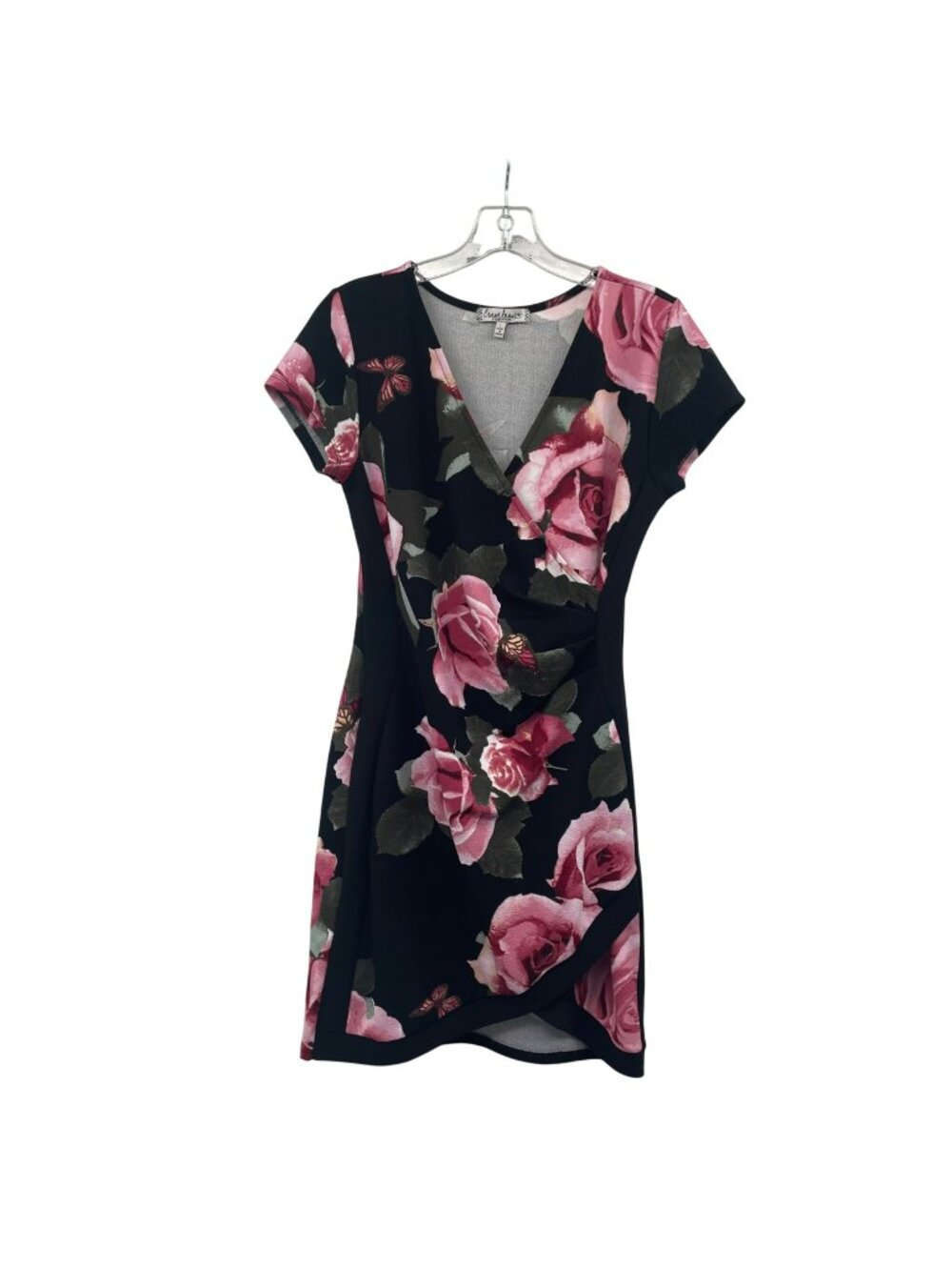 Crave Frame Floral Sheath Dress Sunburst Pleat Black/Multi Size Large Juniors